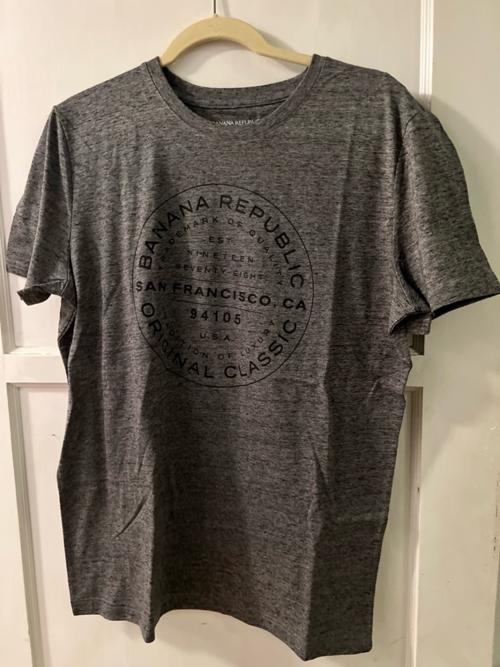 Banana Republic Gray Heather Logo Crewneck Tee